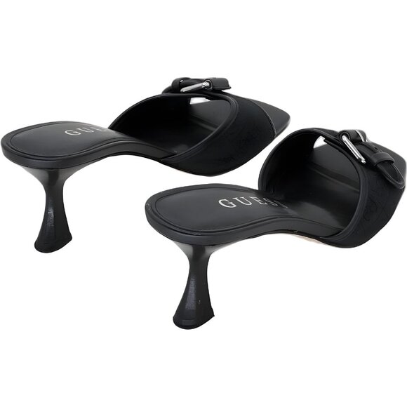 GUESS Dista Buckle Kitten Heel Mules Black Logo Women US 9M - Picture 3 of 6